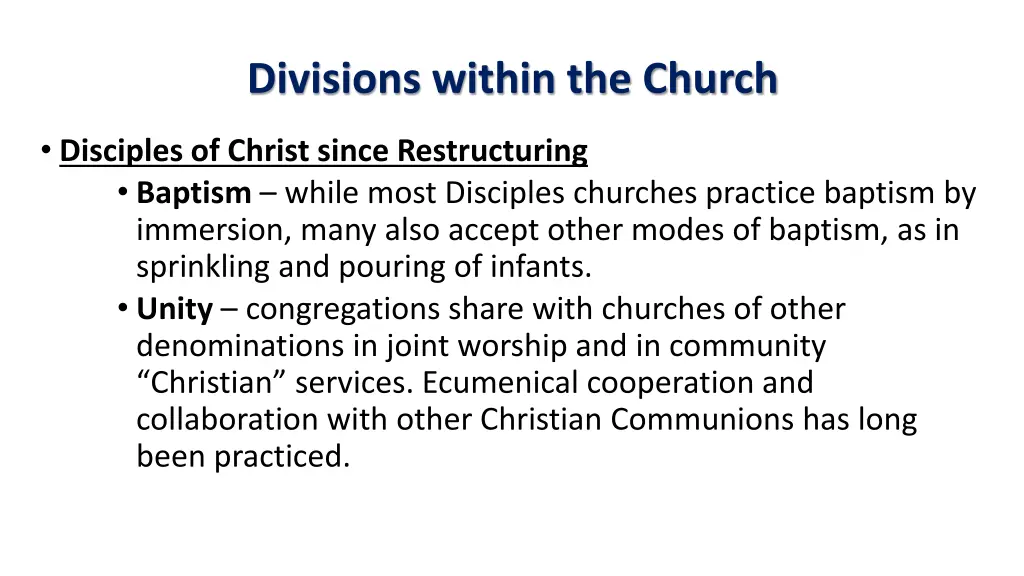 divisions within the church 39