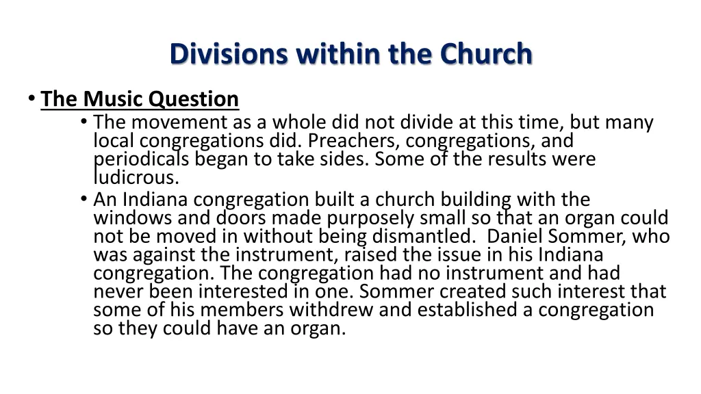 divisions within the church 7