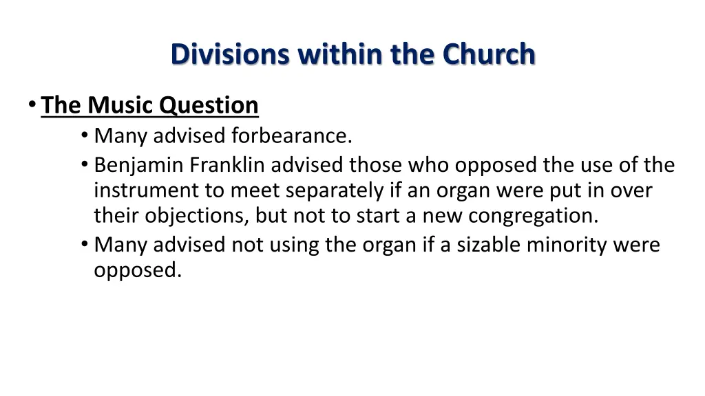 divisions within the church 8
