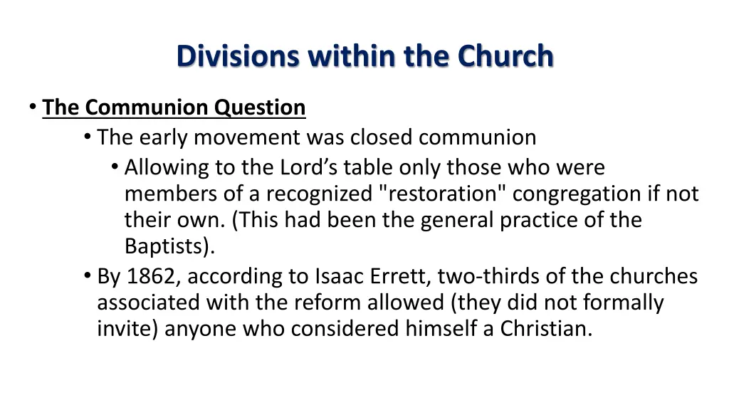 divisions within the church 9