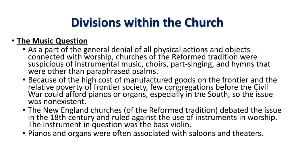 divisions within the church