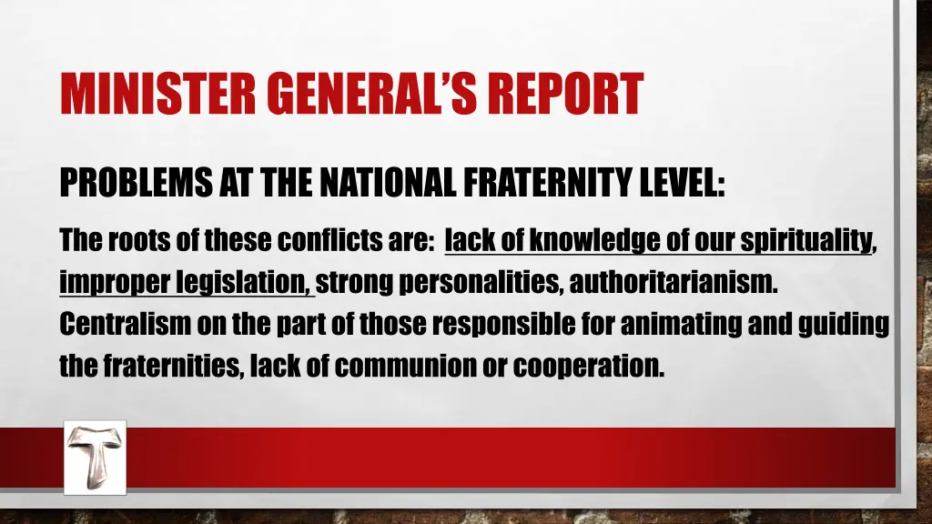 minister general s report 1
