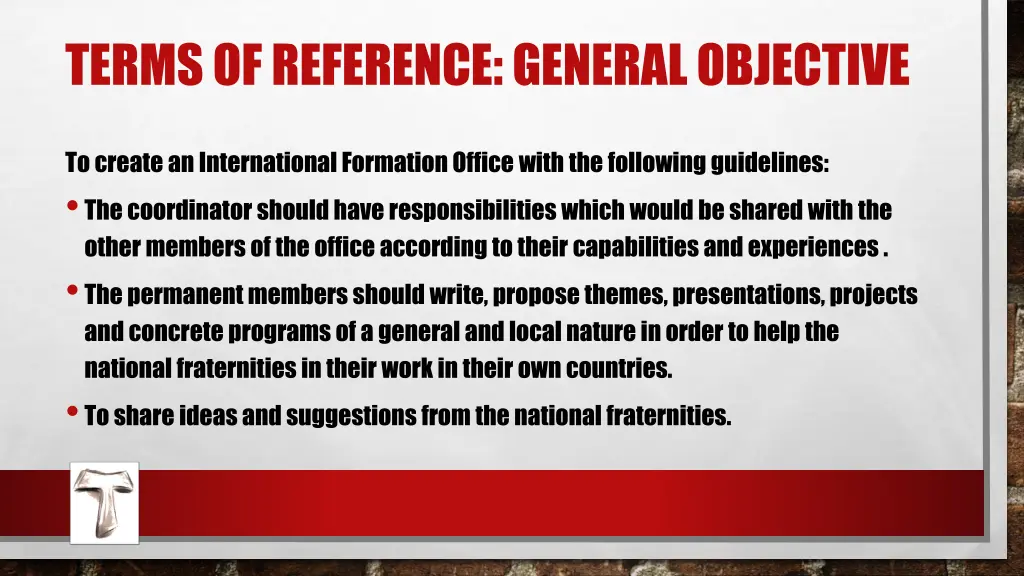terms of reference general objective