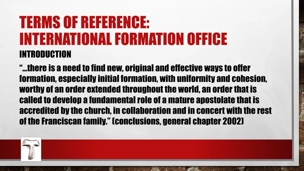 terms of reference international formation office