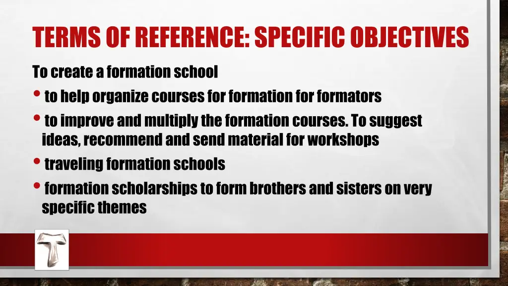 terms of reference specific objectives 2