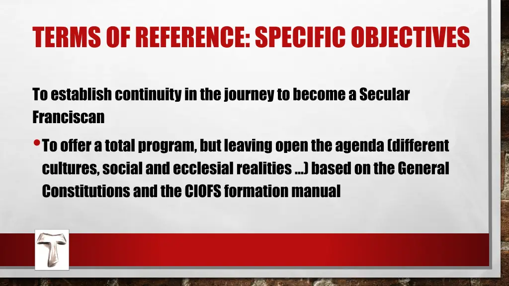 terms of reference specific objectives