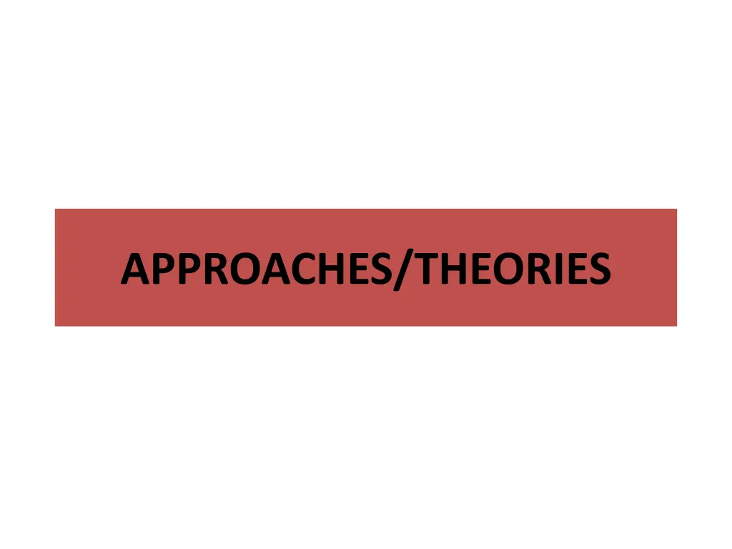 approaches theories