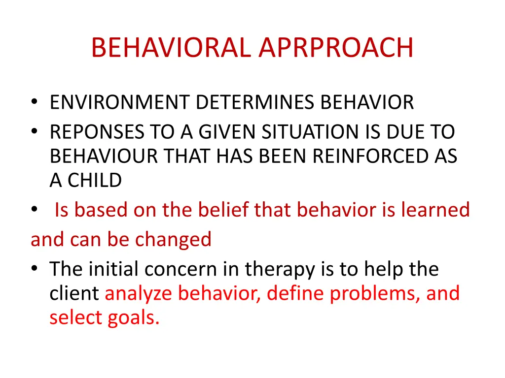 behavioral aprproach
