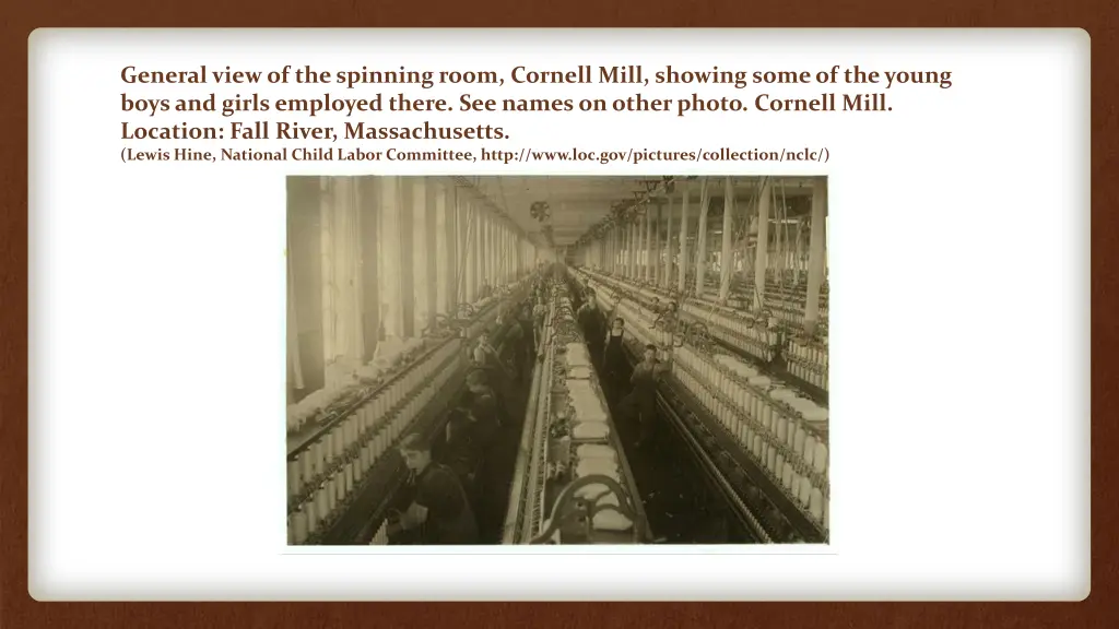 general view of the spinning room cornell mill
