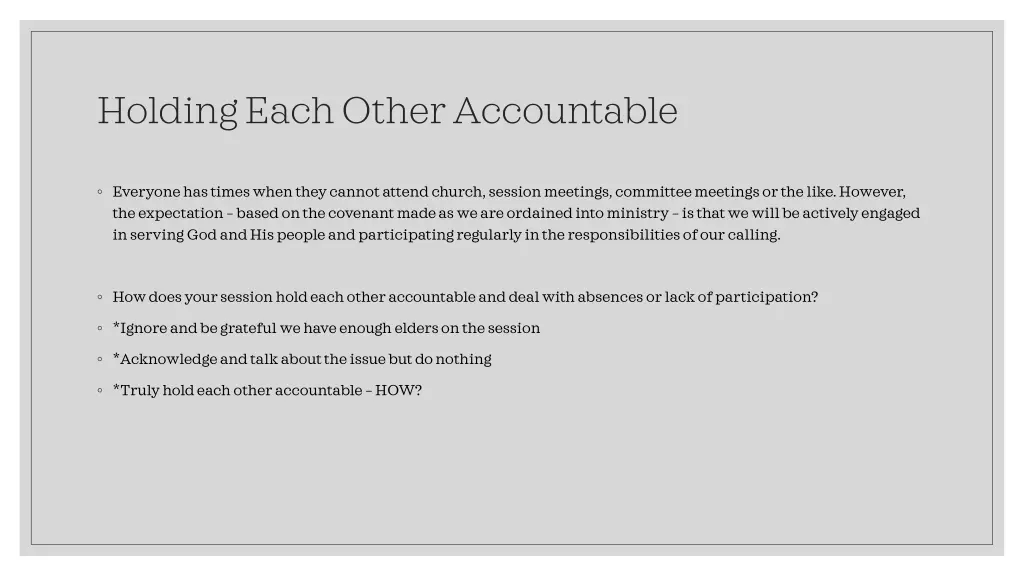 holding each other accountable