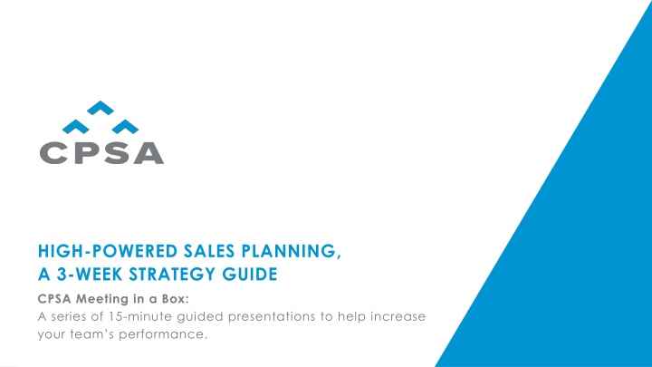 high powered sales planning a 3 week strategy