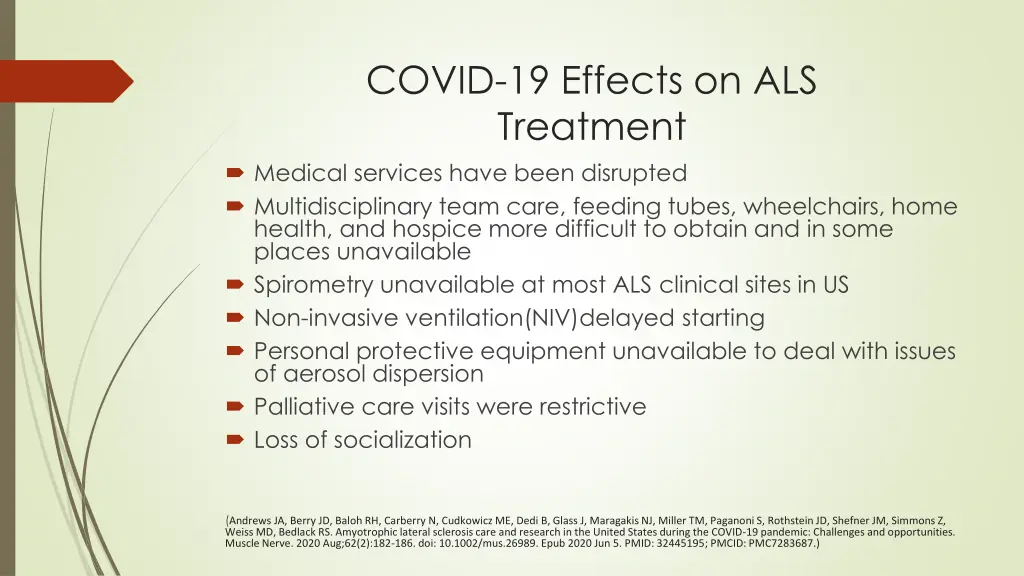 covid 19 effects on als treatment medical