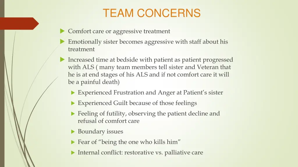 team concerns