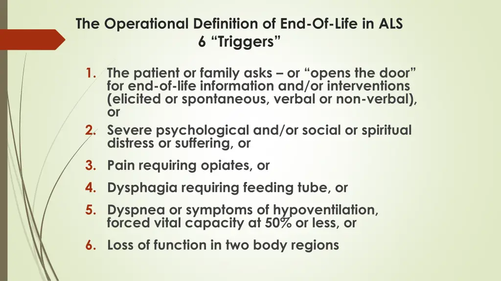 the operational definition of end of life