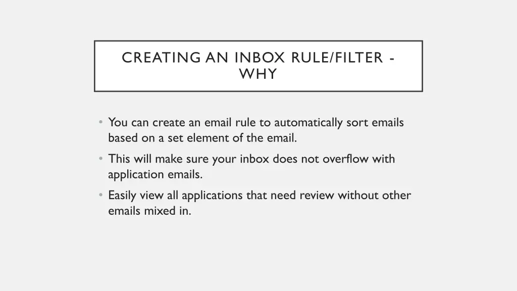 creating an inbox rule filter why