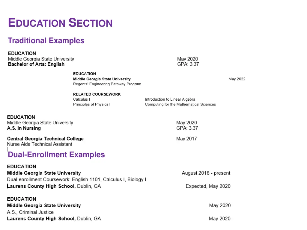 e ducation s ection