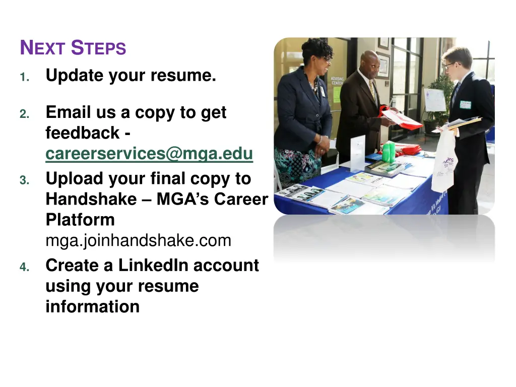 n ext s teps update your resume