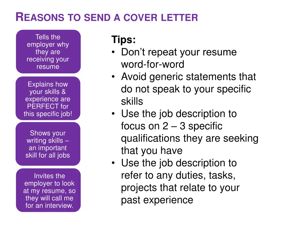 r easons to send a cover letter