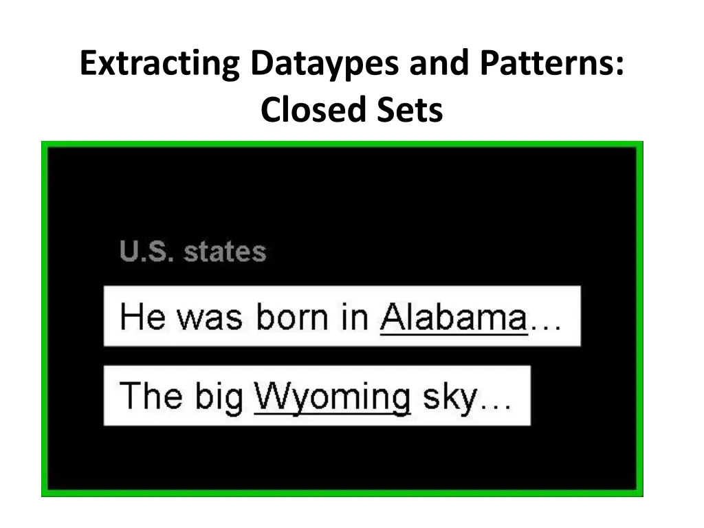 extracting dataypes and patterns closed sets