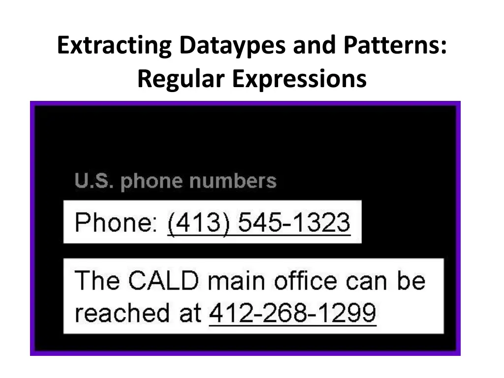 extracting dataypes and patterns regular