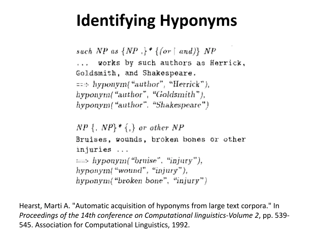 identifying hyponyms