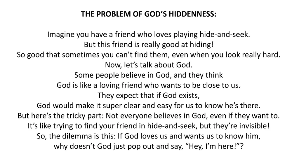 the problem of god s hiddenness
