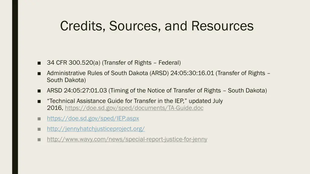 credits sources and resources