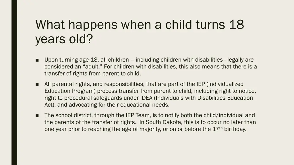 what happens when a child turns 18 years old