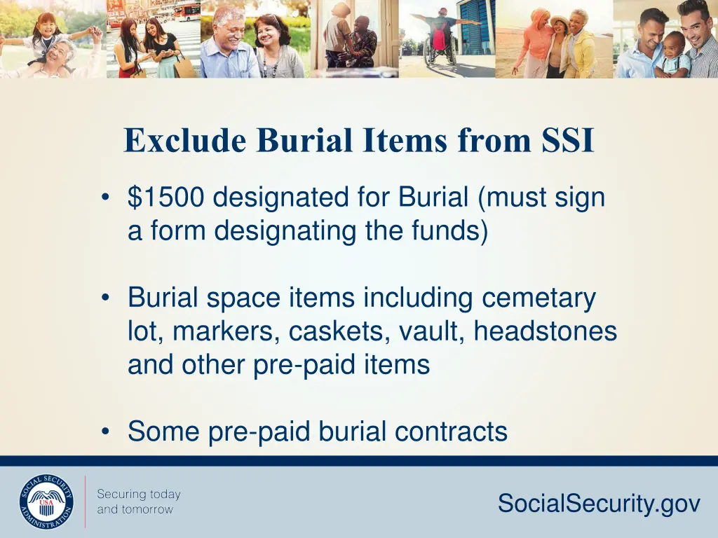 exclude burial items from ssi
