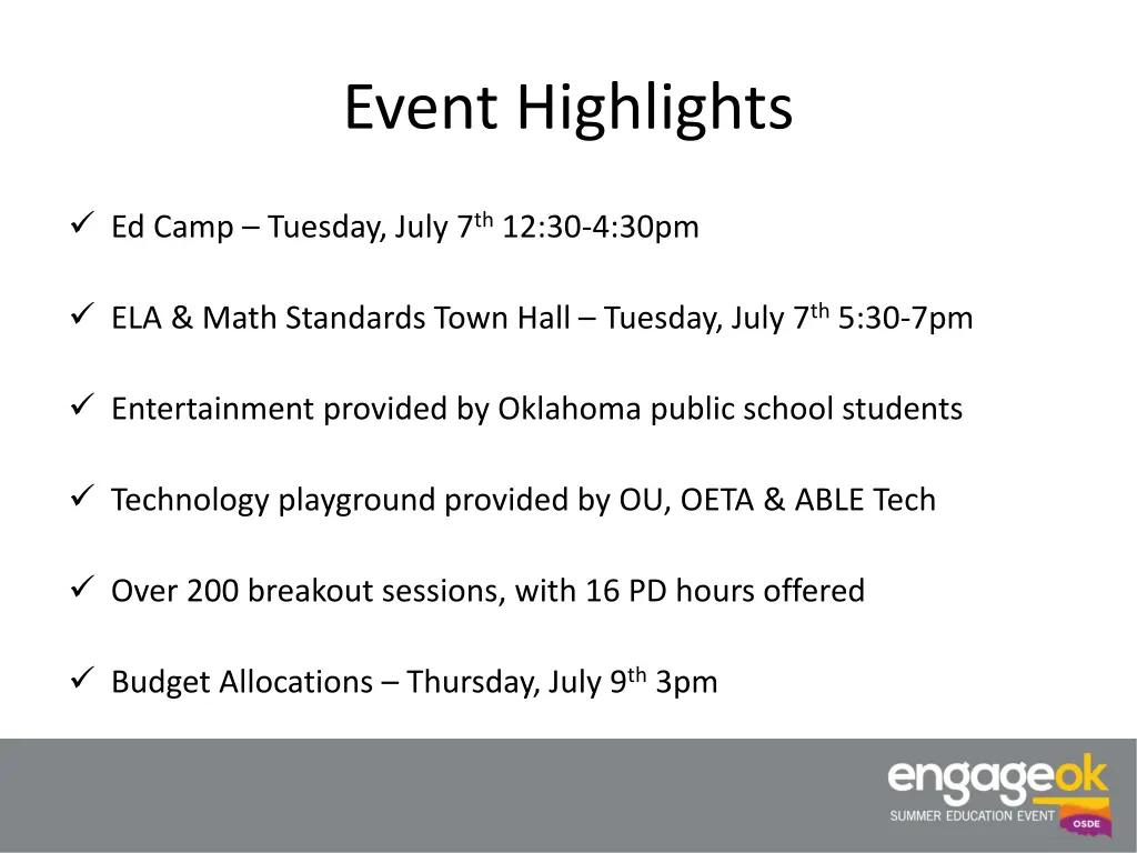 event highlights