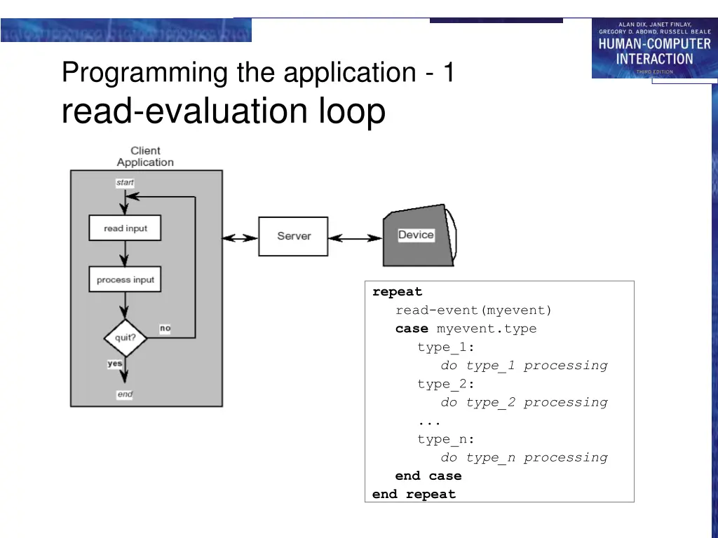 programming the application 1 read evaluation loop