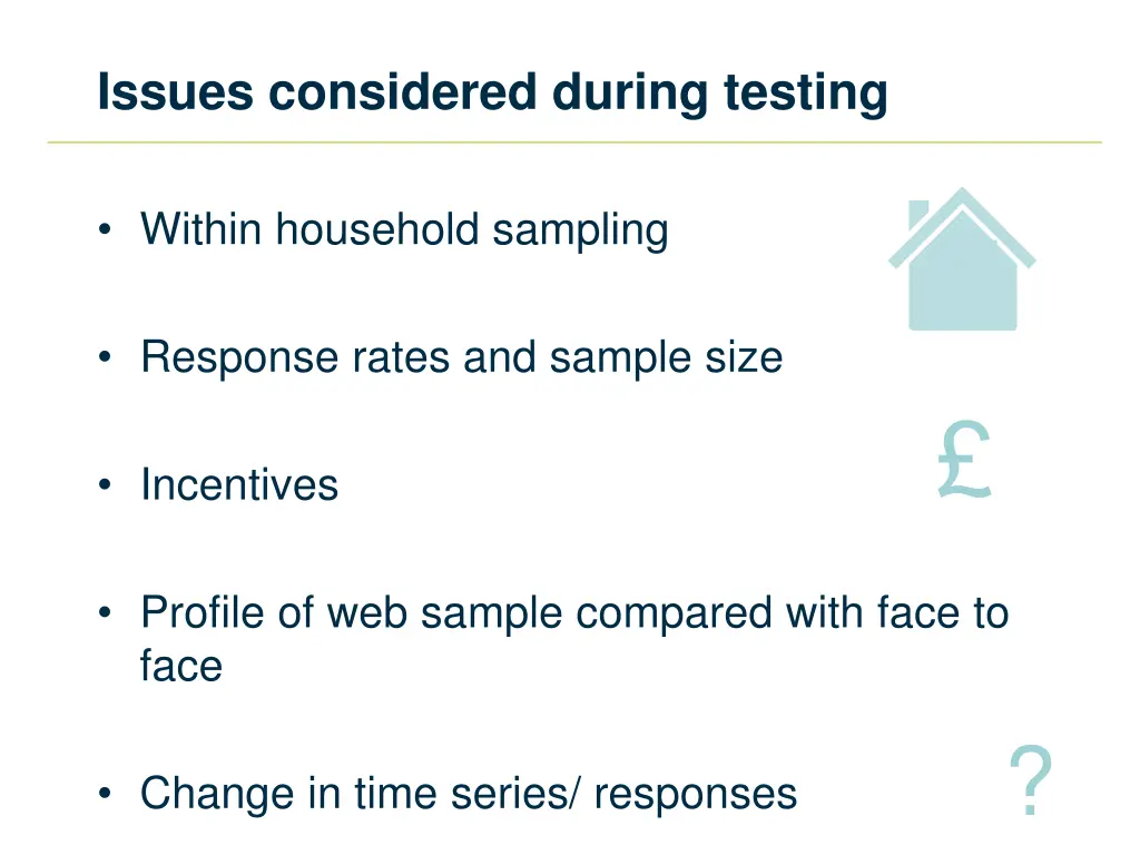 issues considered during testing