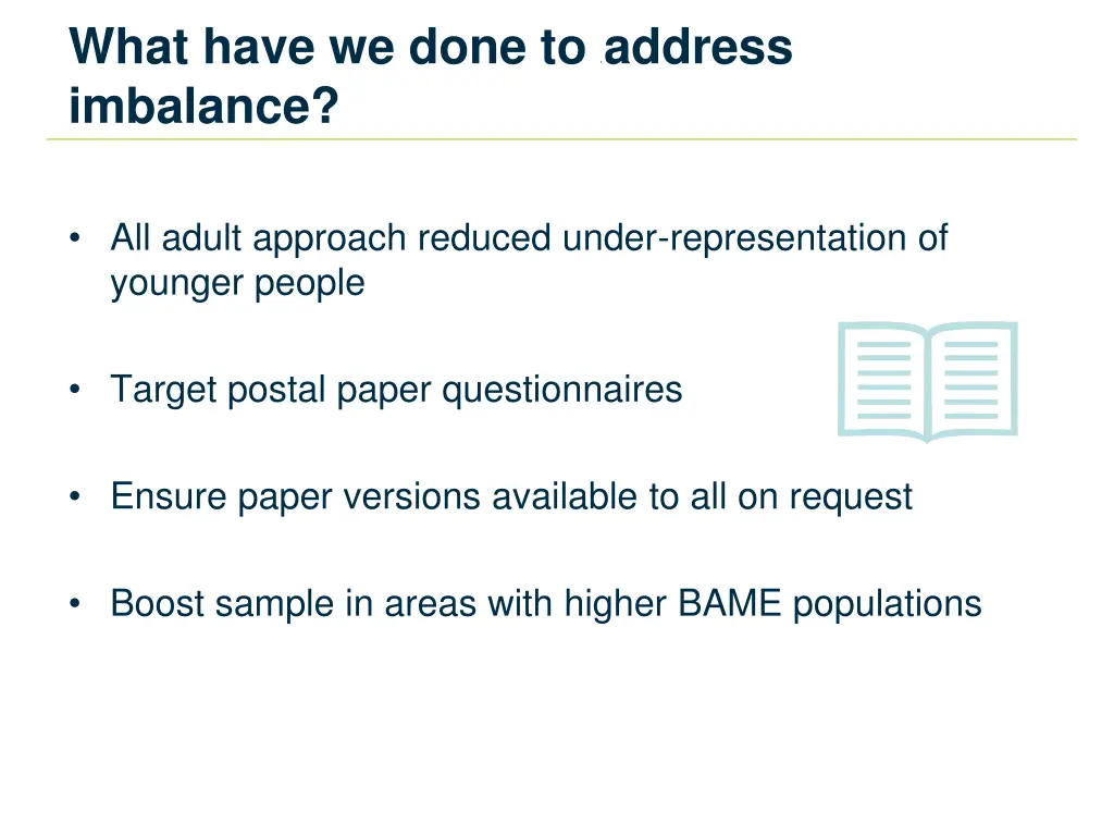 what have we done to t address imbalance