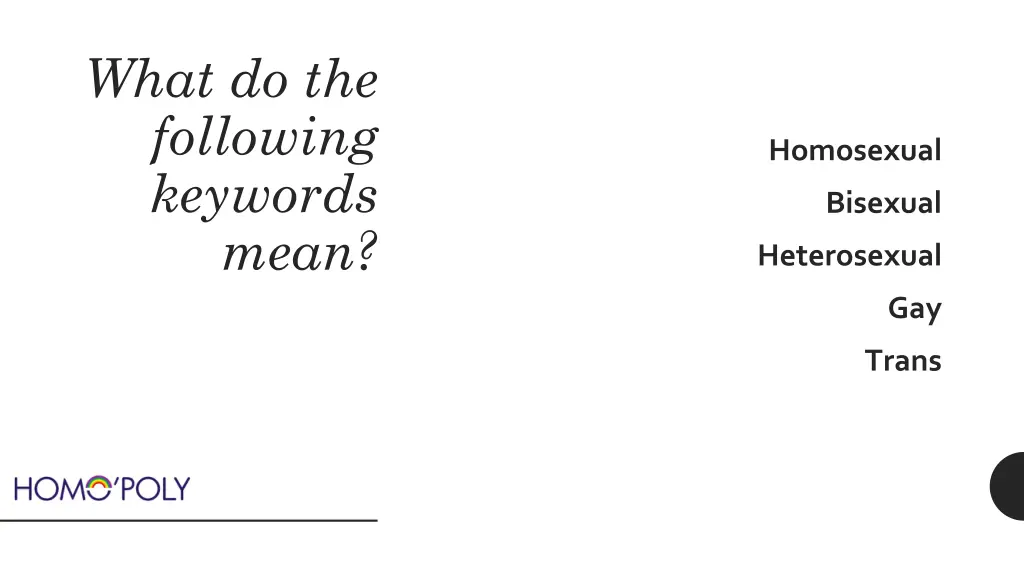 what do the following keywords mean