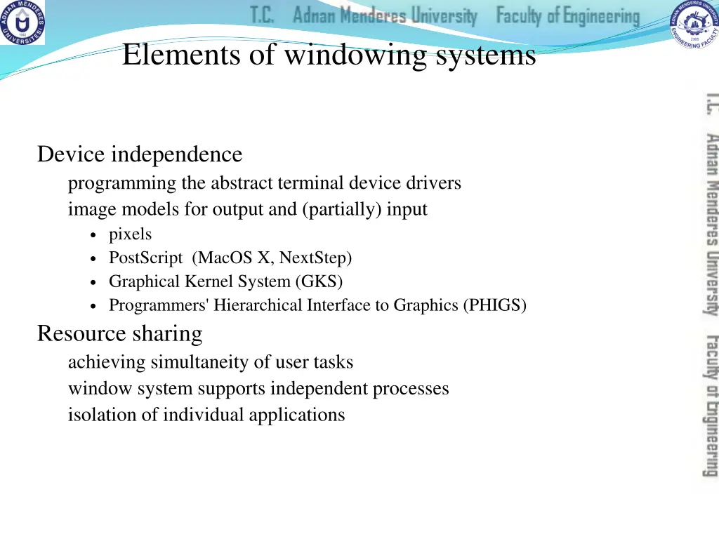 elements of windowing systems