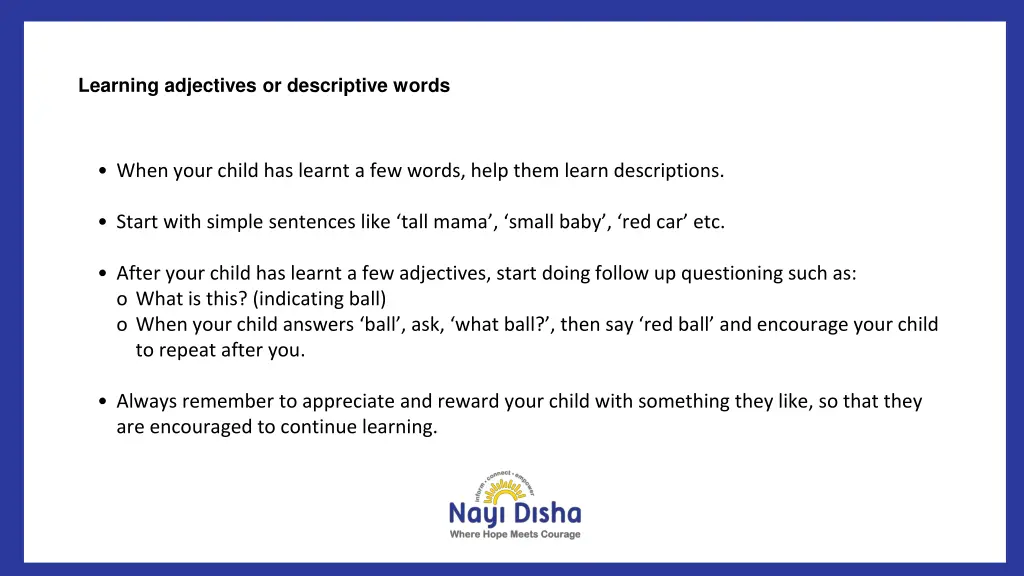 learning adjectives or descriptive words