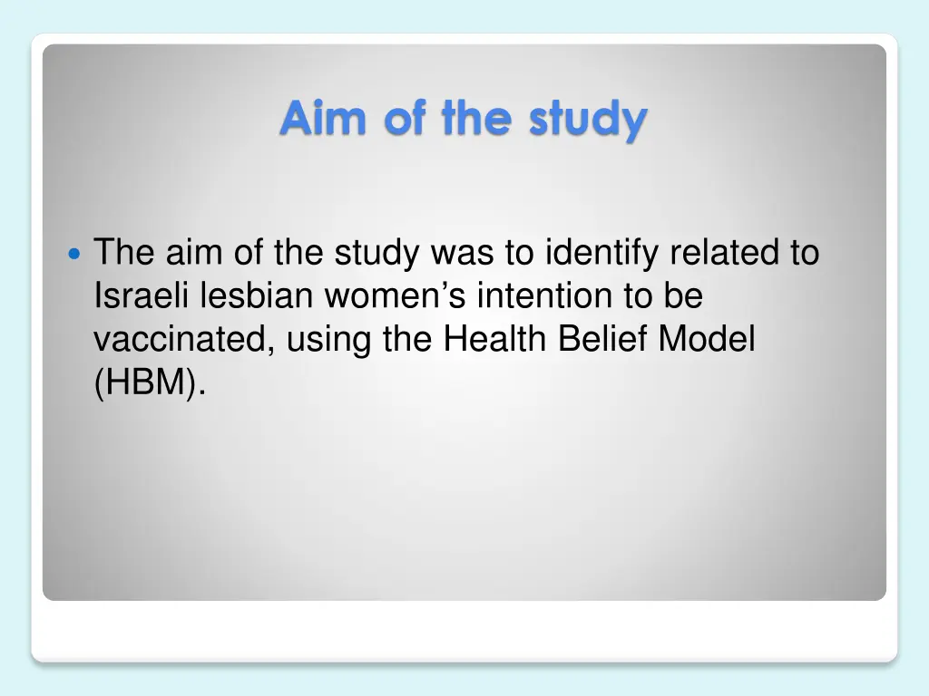 aim of the study
