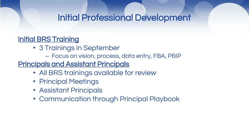 initial professional development initial