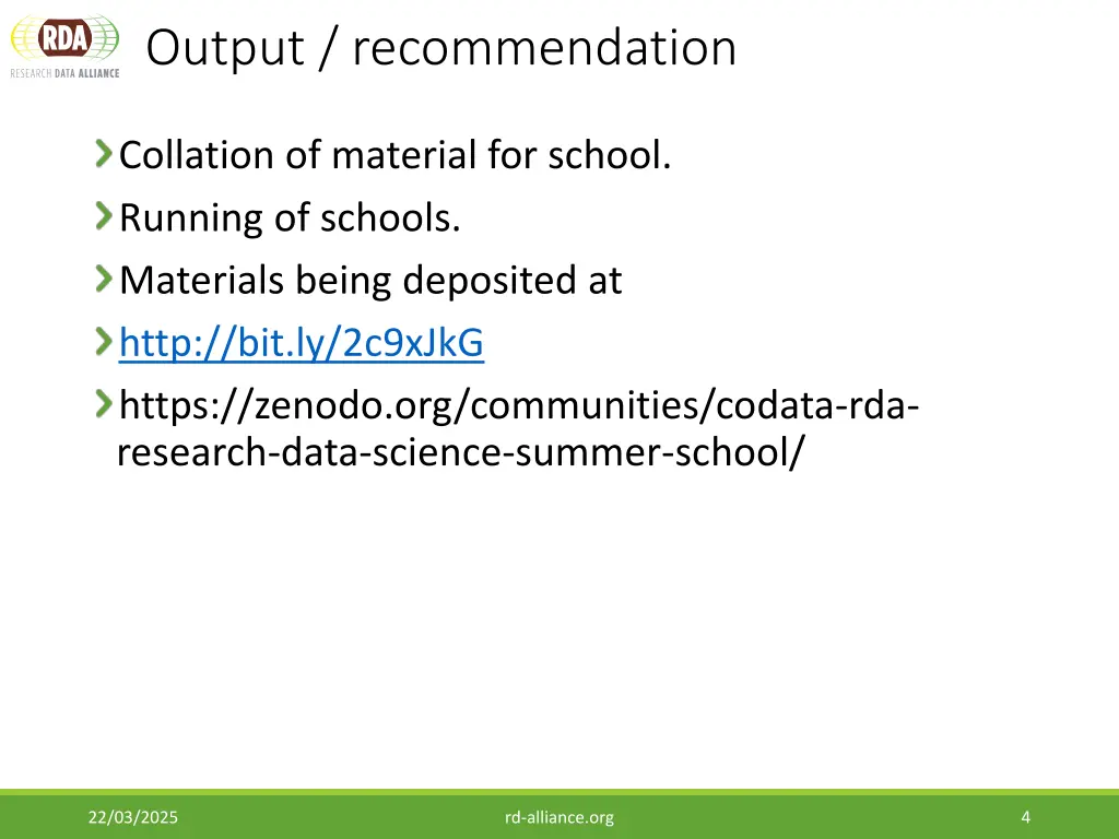 output recommendation
