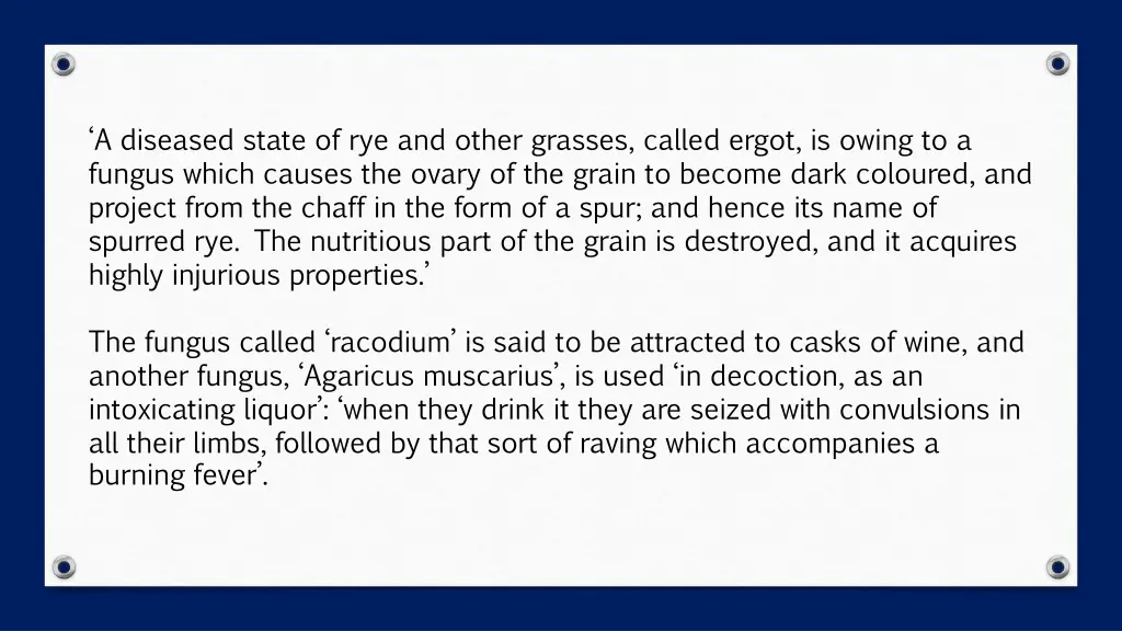 a diseased state of rye and other grasses called