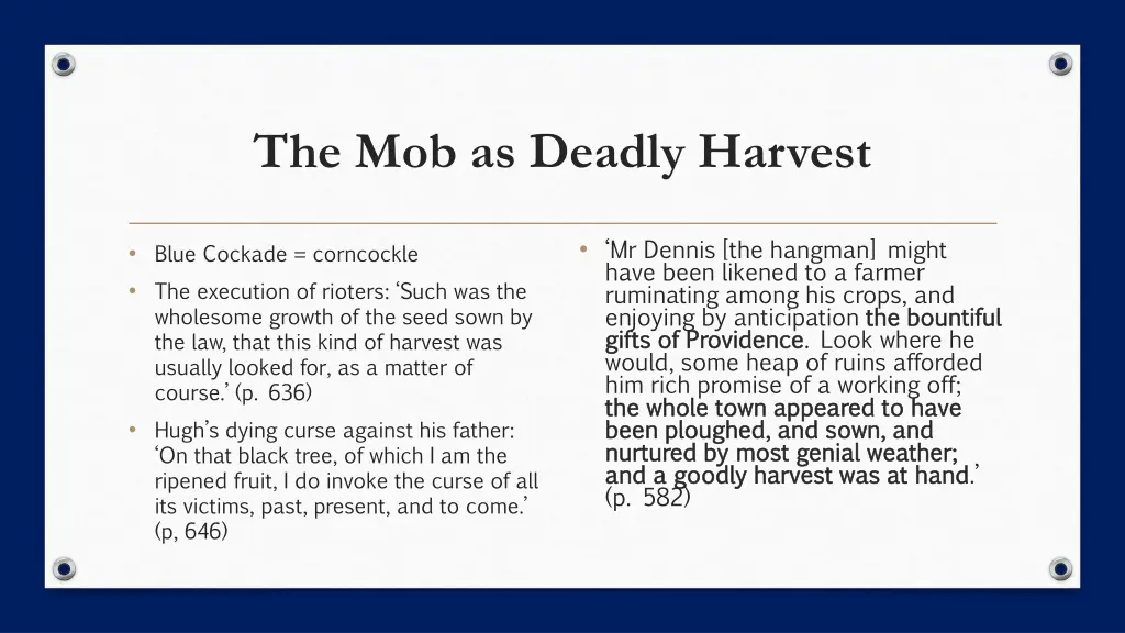 the mob as deadly harvest