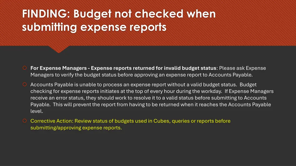 finding budget not checked when submitting