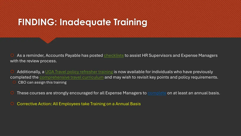 finding inadequate training