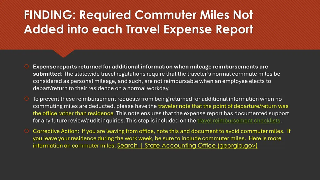 finding required commuter miles not added into