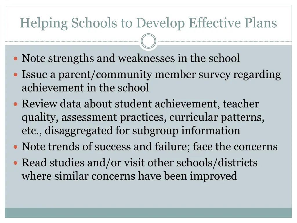 helping schools to develop effective plans