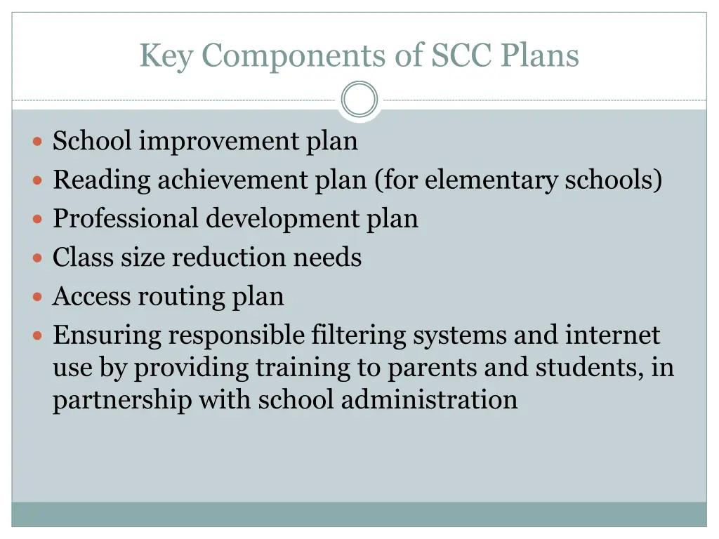 key components of scc plans
