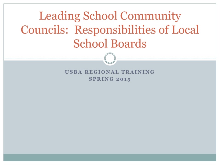 leading school community councils