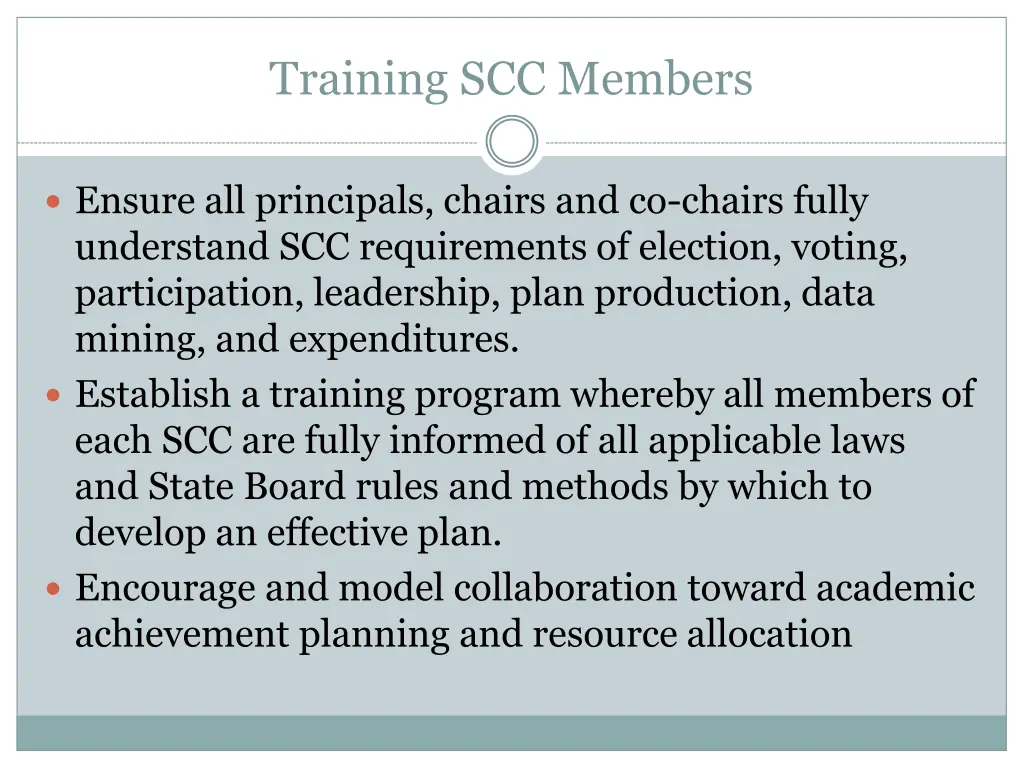 training scc members