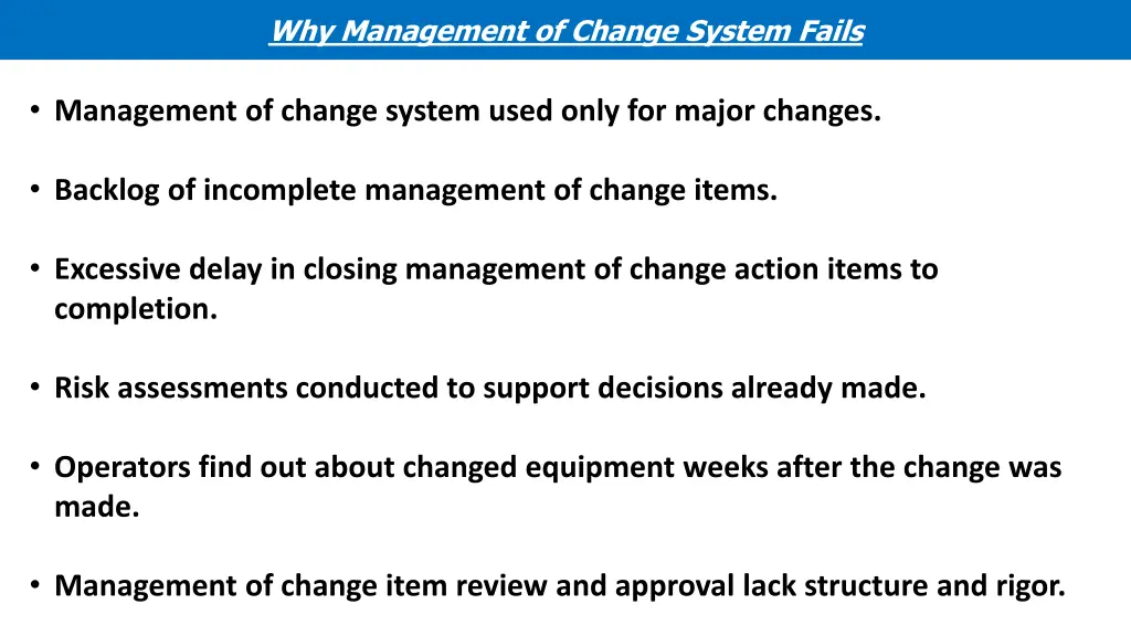 why management of change system fails