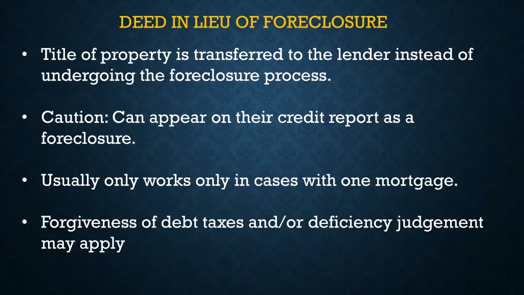 deed in lieu of foreclosure